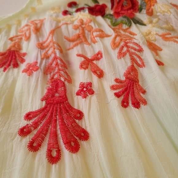 *SOLD* Johnny Was Leemon Embroidered Tunic Top Sheer Gauzy Shirt XS - Picture 8 of 15